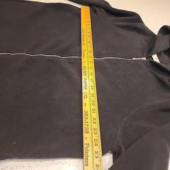 Quacker Factory Zip Up Hoodie 1x Black Fleece Rhinestones Pockets - Picture 5 of 7